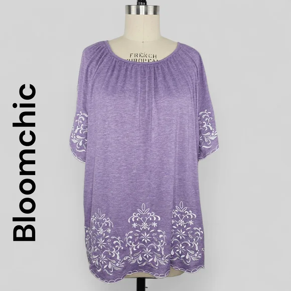 BloomChic Lavender Embroidered Blouse Size 18/20 - Picture 1 of 6
